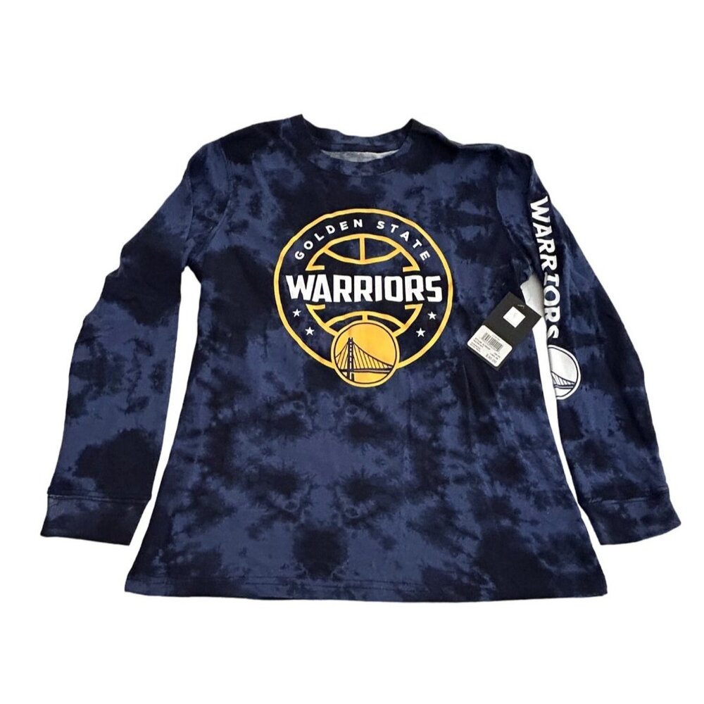 Golden State Warriors Long Sleeve Tie Dye NBA T Shirt Long Sleeve Blue Large New